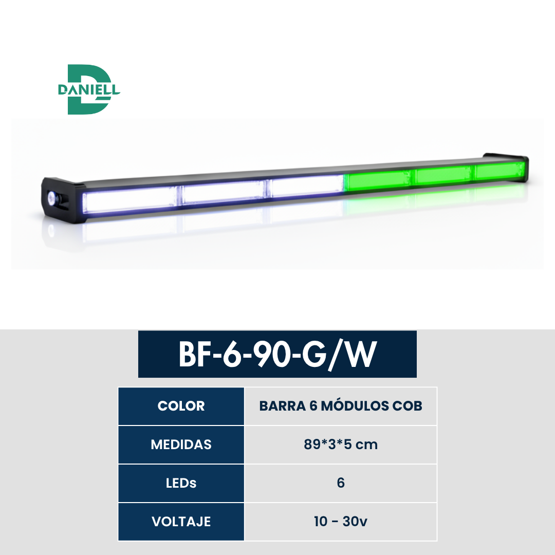 Barra LED Panoramica COB 6 Módulos | Daniell - 89 cm | 10-30V | Ideal para Vehículos Pesados