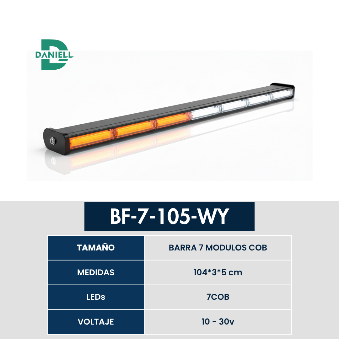 Barra LED Panorámica COB 7 Módulos | Daniell - 104 cm | 10-30V | Máxima Cobertura e Iluminación