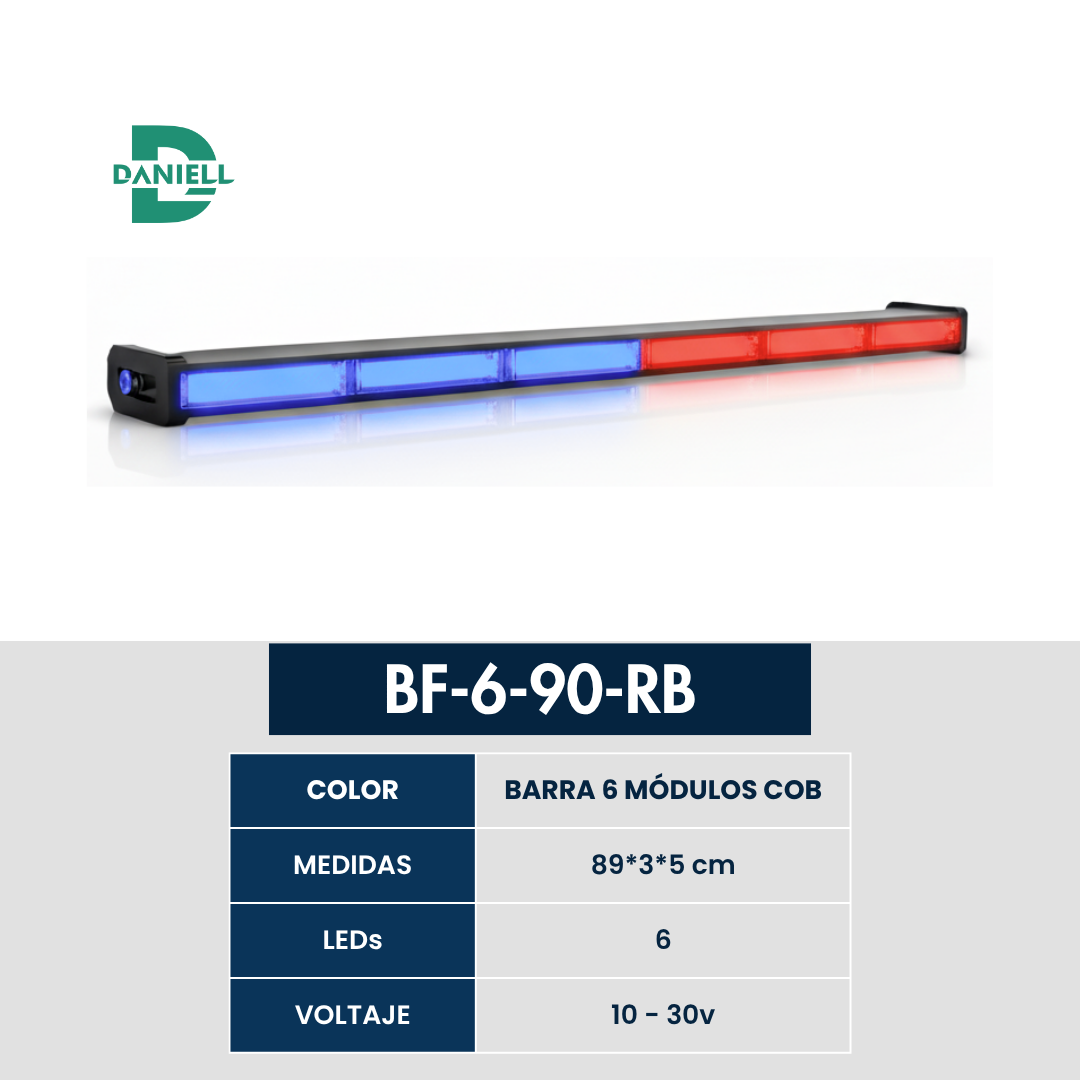Barra LED Panoramica COB 6 Módulos | Daniell - 89 cm | 10-30V | Ideal para Vehículos Pesados