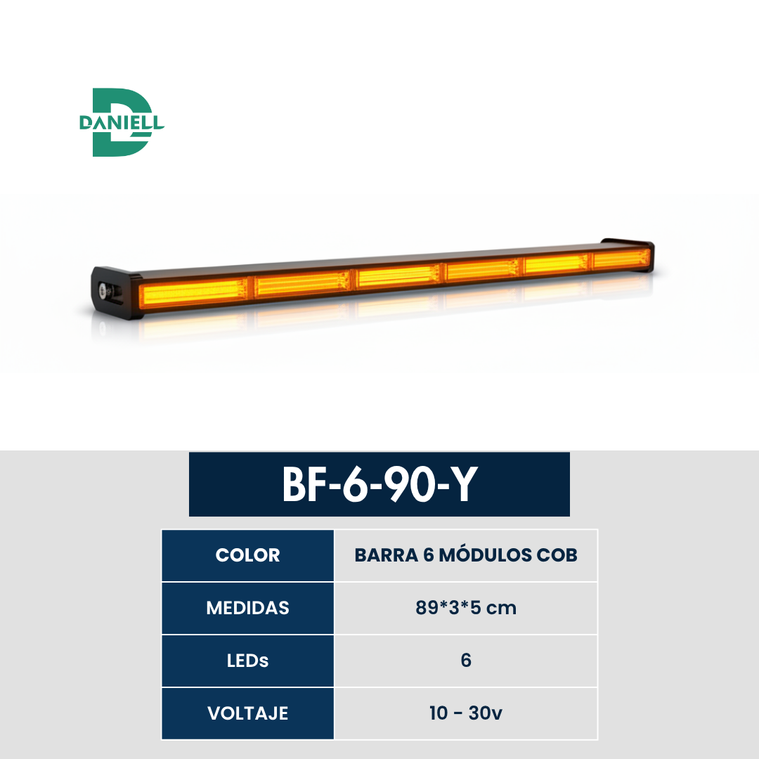Barra LED Panoramica COB 6 Módulos | Daniell - 89 cm | 10-30V | Ideal para Vehículos Pesados