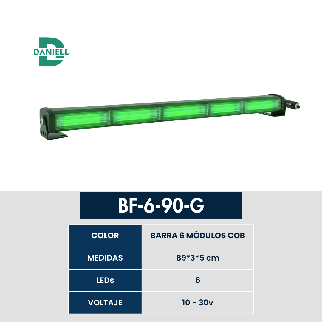 Barra LED Panoramica COB 6 Módulos | Daniell - 89 cm | 10-30V | Ideal para Vehículos Pesados