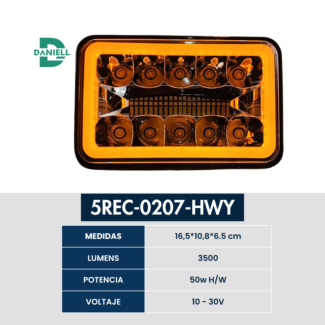 Unidad Exploradora LED Rectangular 5" High Performance | Daniell - 50W | 3500 Lúmenes | Alta/Baja | 10-30V | Envío Gratis Colombia