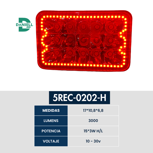 Lampara Led Daniell Rectangular 4652 5p + Ojo De Ángel Npr/kenworth