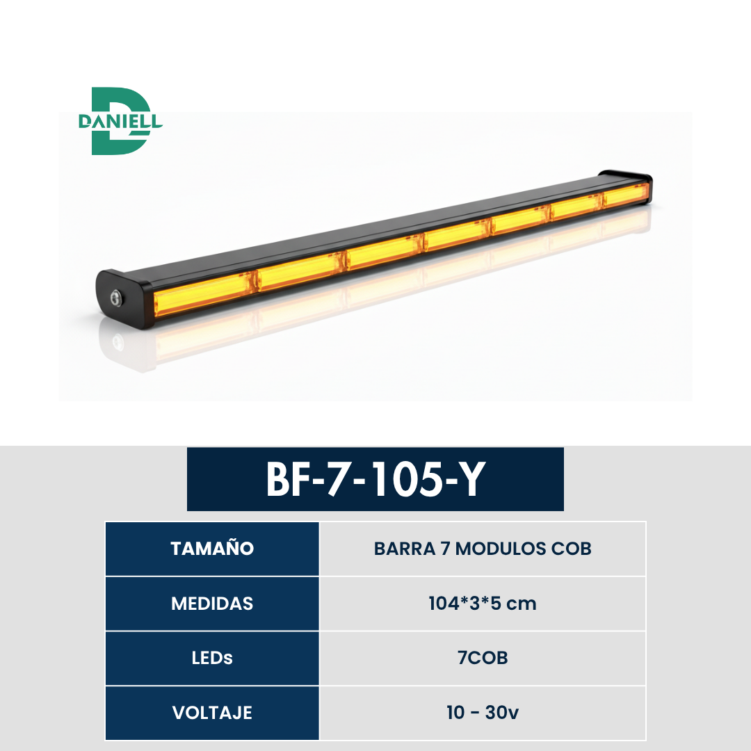 Barra LED Panorámica COB 7 Módulos | Daniell - 104 cm | 10-30V | Máxima Cobertura e Iluminación