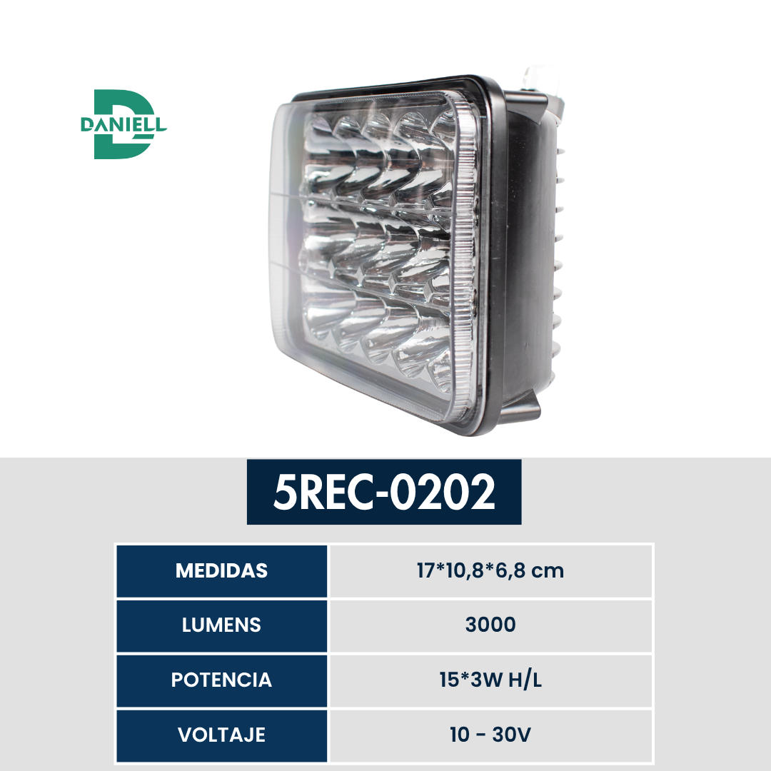 Unidad/Exploradora Led Daniell Rectangular 5 Pulgadas Tipo Kenworth /npr