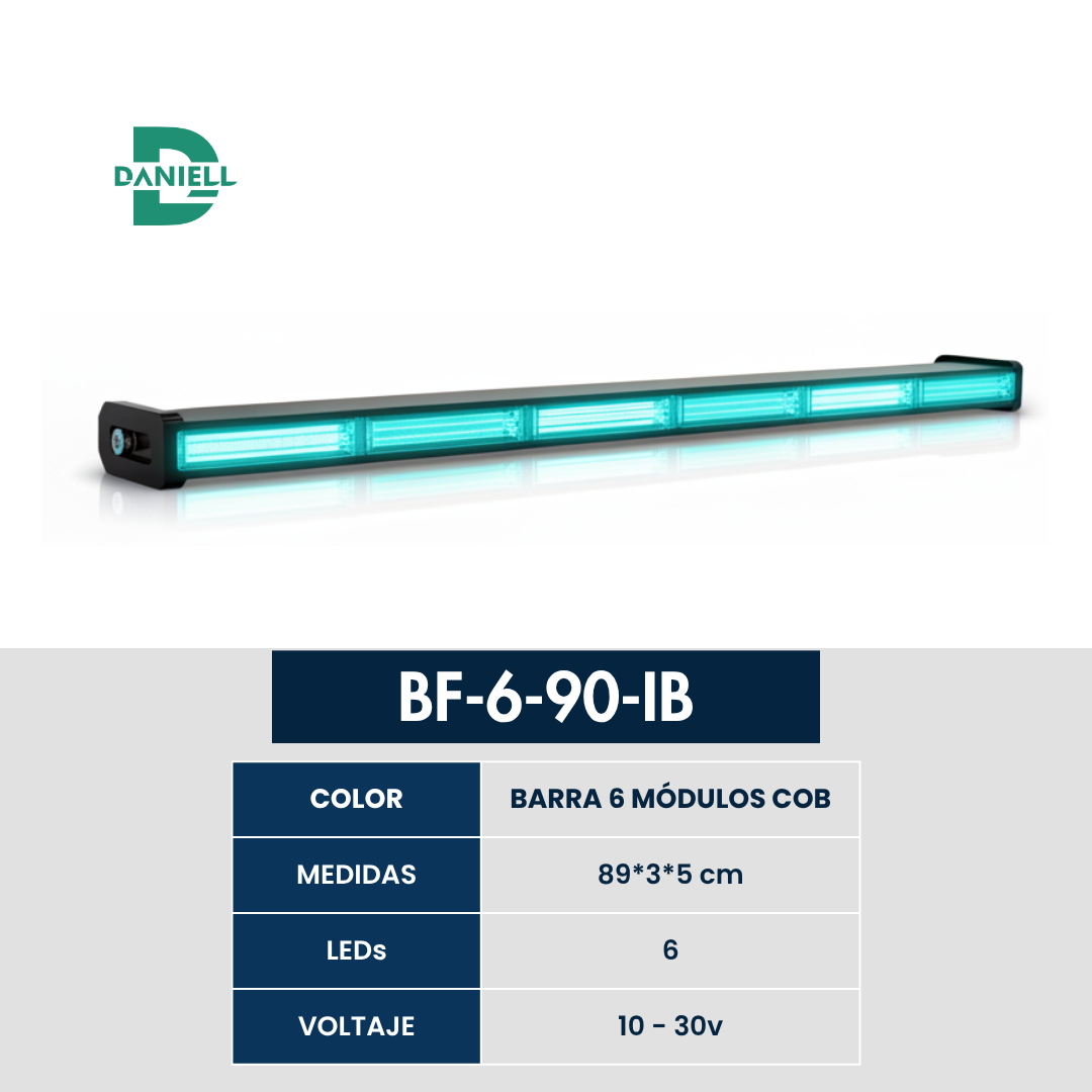 Barra LED Panoramica COB 6 Módulos | Daniell - 89 cm | 10-30V | Ideal para Vehículos Pesados